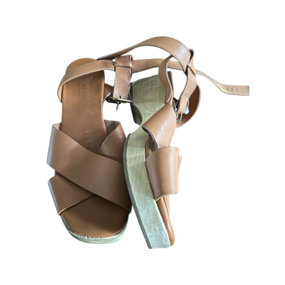 Everlane The Clog Sandal – Cognac Leather / Wood Platform - Picture 6 of 7